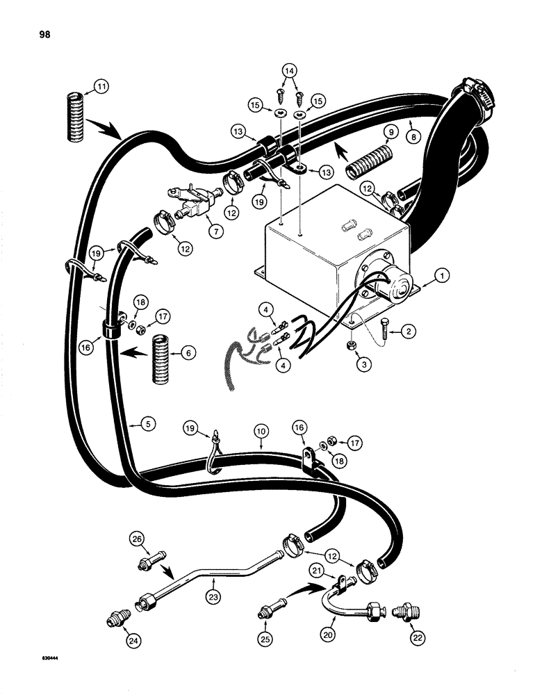 Схема запчастей Case 1280 - (098) - HEATER AND HOSES (05) - UPPERSTRUCTURE CHASSIS