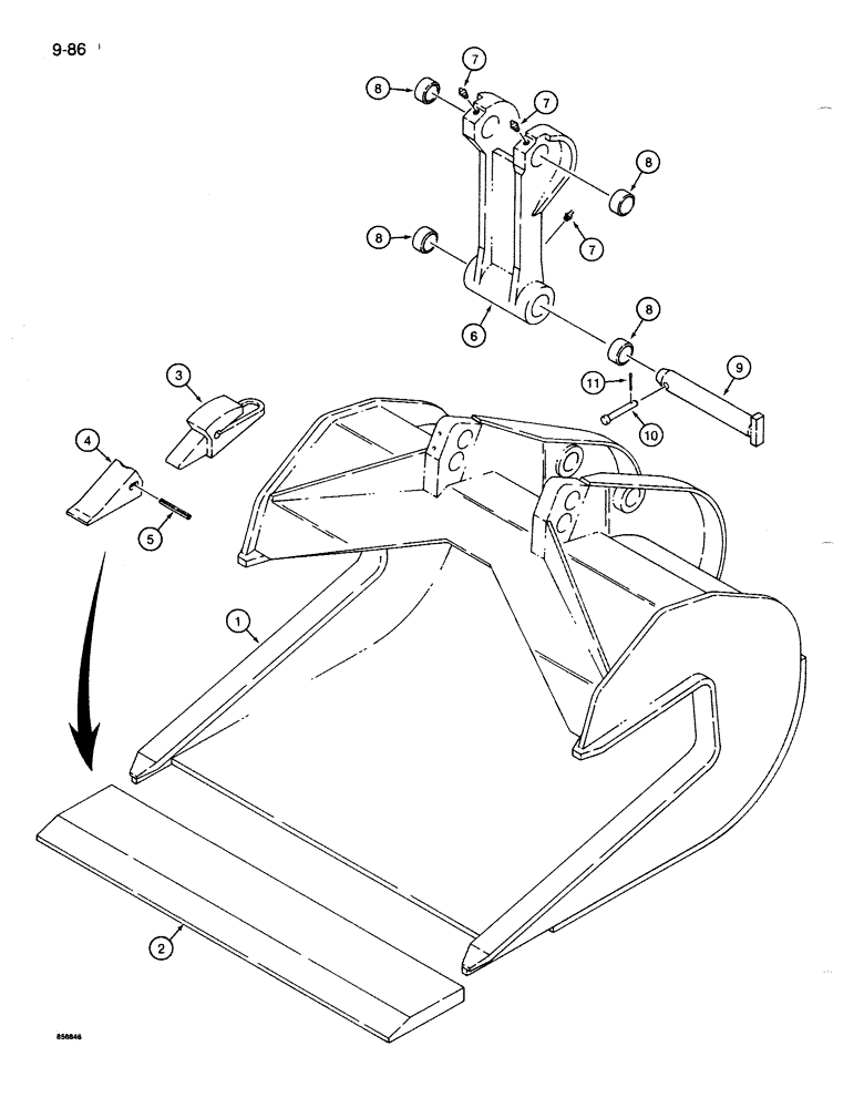 Схема запчастей Case 1086B - (9-086) - CONCRETE REMOVAL BUCKET (09) - CHASSIS