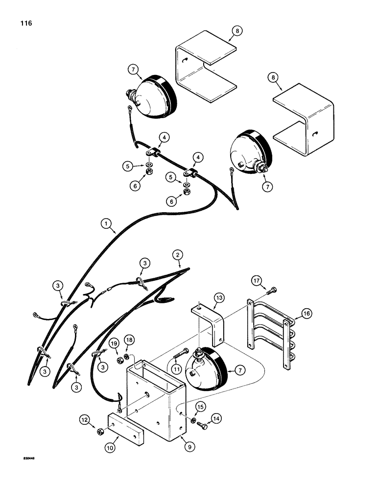 Схема запчастей Case 1280B - (116) - ELECTRICAL CIRCUIT FOR WORK LAMPS (04) - ELECTRICAL SYSTEMS