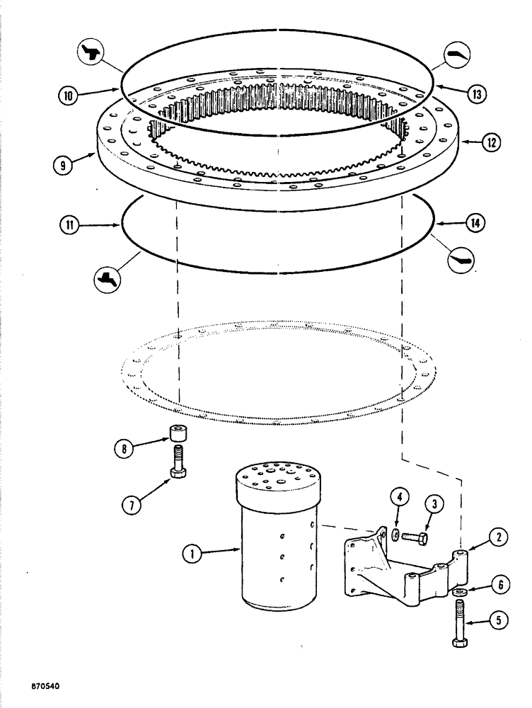 Схема запчастей Case 688 - (9-002) - TURNTABLE BEARING (09) - CHASSIS