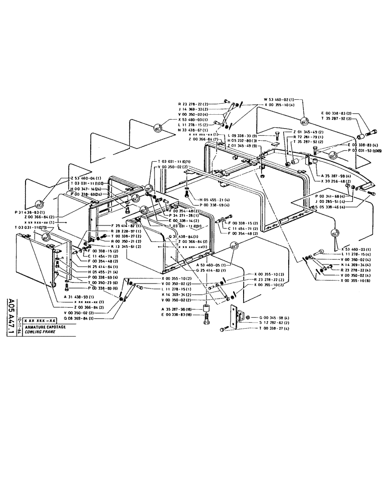 Схема запчастей Case 220 - (010) - COWLING FRAME (12) - Chassis/Attachments