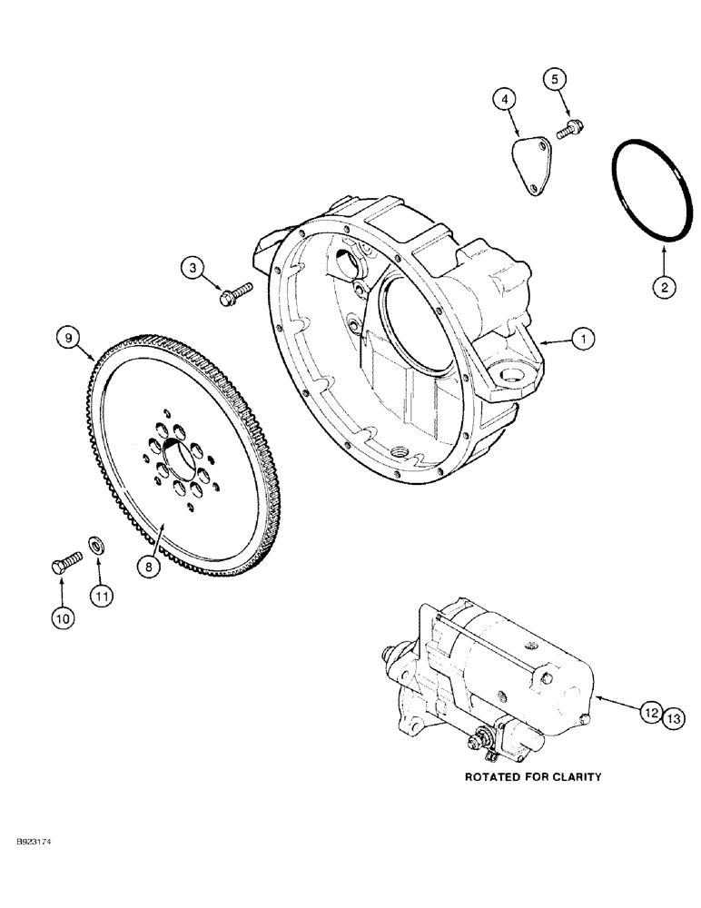 Схема запчастей Case 9030 - (2-40) - FLYWHEEL AND HOUSING, 6T-590 ENGINE (02) - ENGINE