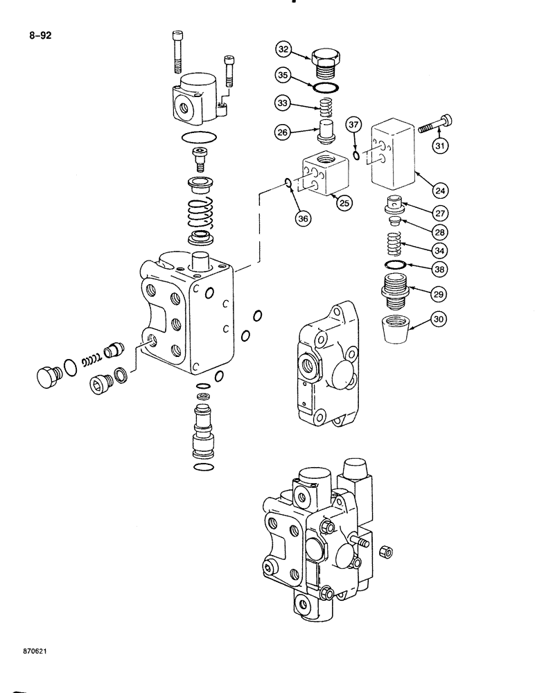 Схема запчастей Case 888 - (8-092) - SWING CONTROL VALVE (08) - HYDRAULICS