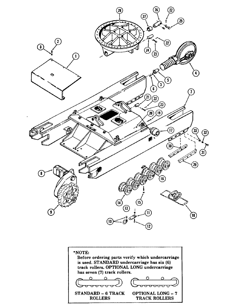 Схема запчастей Case 880B - (124) - * STANDARD CRAWLER UNDERCARRIAGE AND RELATED PARTS, (USED ON UNITS W/LEVELER) (04) - UNDERCARRIAGE