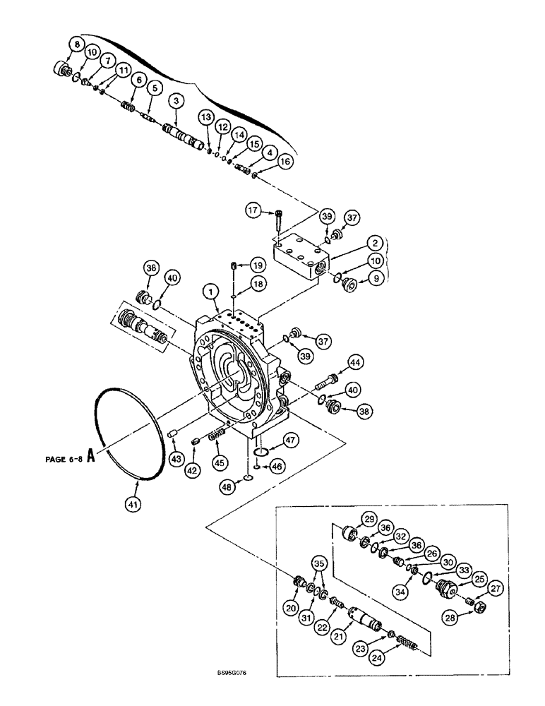 Схема запчастей Case 9060B - (6-10) - TRACK DRIVE MOTOR - CONTINUED, REAR COVER AND VALVES (06) - POWER TRAIN