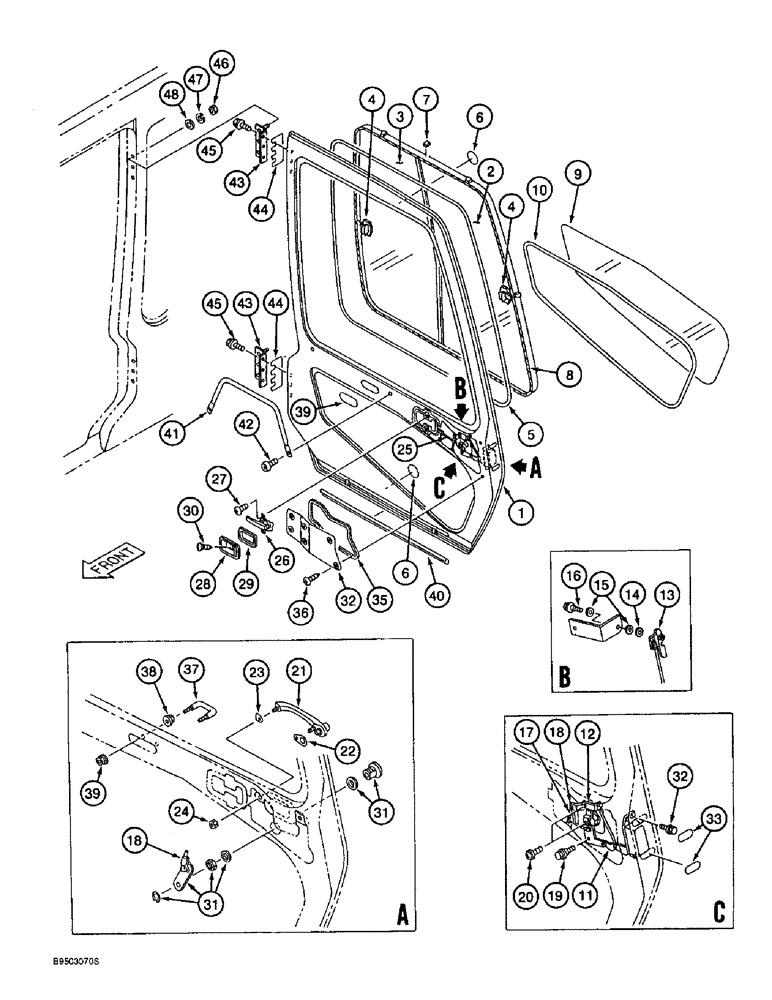 Схема запчастей Case 9060B - (9-068) - CAB DOOR (09) - CHASSIS