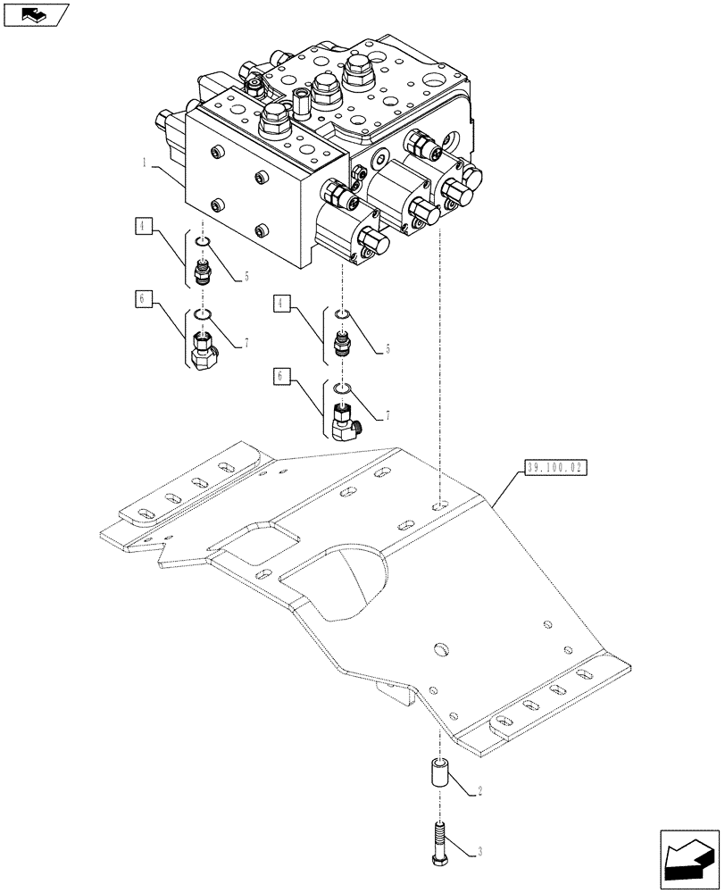 Схема запчастей Case 921F - (35.114.01) - CONTROL VALVE MOUNTING, TWO & THREE SPOOL (Z-BAR LOADER) (35) - HYDRAULIC SYSTEMS