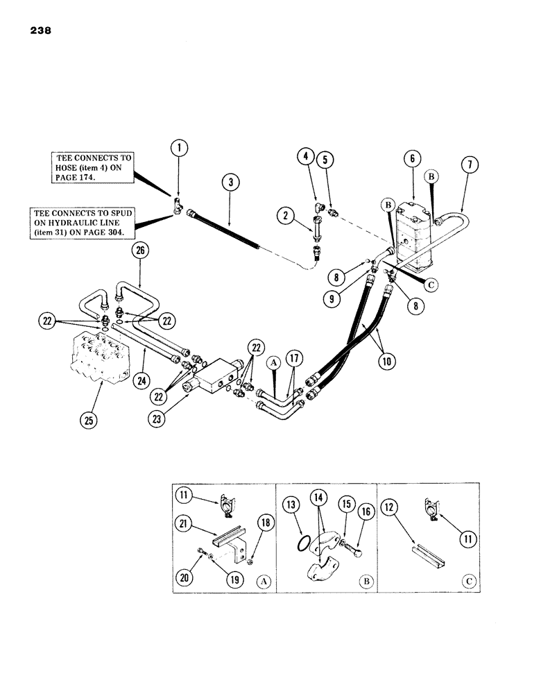 Схема запчастей Case 980B - (238) - SWING MOTOR TUBING, (USED ON UNITS PRIOR TO PIN 6204051) (07) - HYDRAULIC SYSTEM