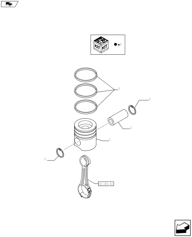 Схема запчастей Case F4HFE6131 A004 - (10.105.02) - PISTON, ENGINE (10) - ENGINE