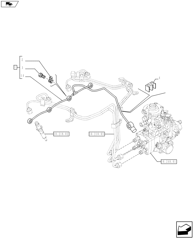 Схема запчастей Case F4GE9454K J604 - (10.218.05) - PIPING - FUEL (2852064) (10) - ENGINE