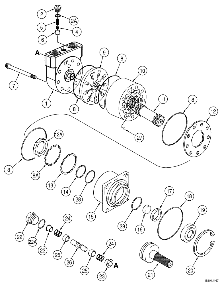 Схема запчастей Case 420 - (06-17) - MOTOR ASSY - EATON (06) - POWER TRAIN