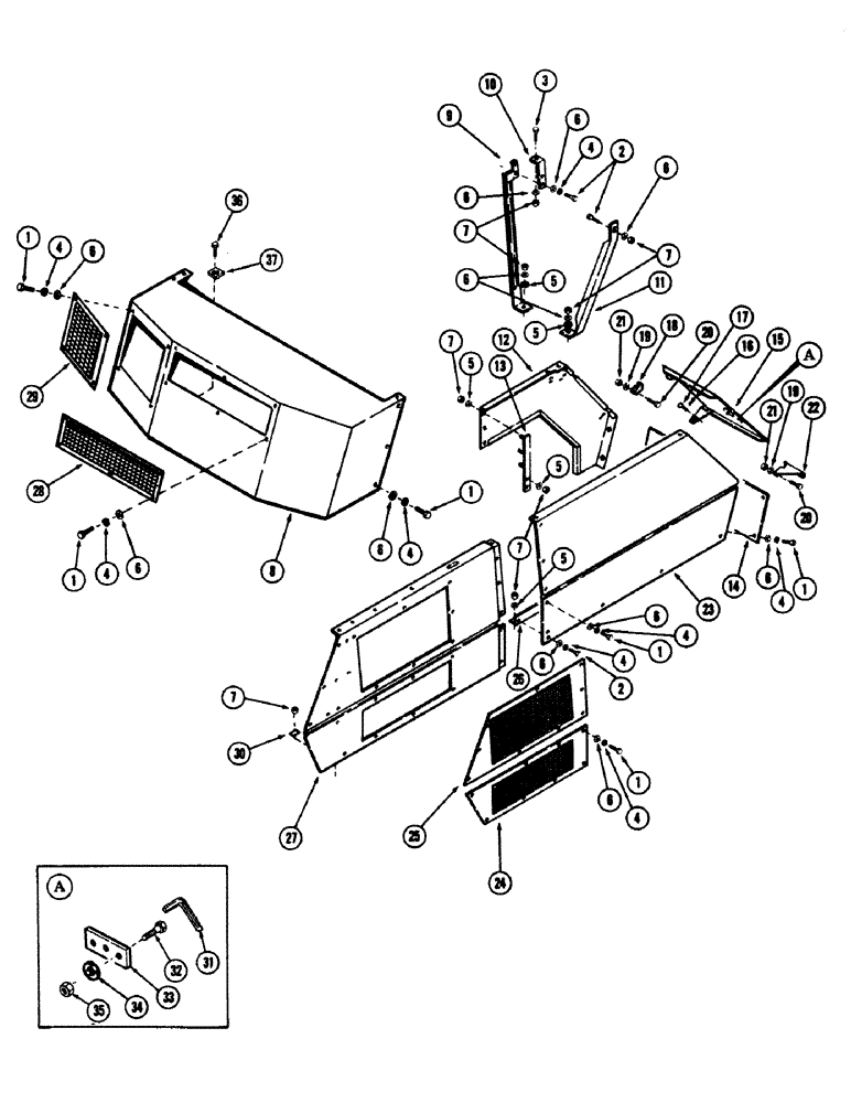 Схема запчастей Case 50 - (9-242) - TURNTABLE SHROUDING AND RELATED PARTS, (RIGHT SIDE AND REAR) (09) - CHASSIS