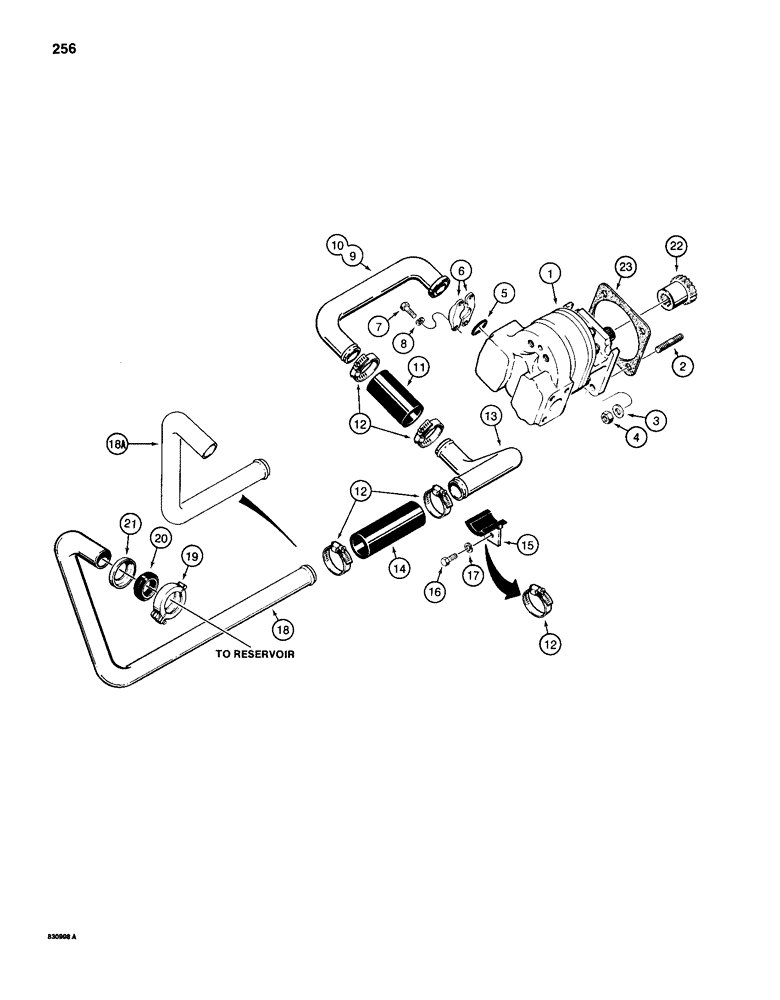 Схема запчастей Case 1150D - (256) - EQUIPMENT HYDRAULIC CIRCUIT, RESERVOIR TO PUMP (08) - HYDRAULICS