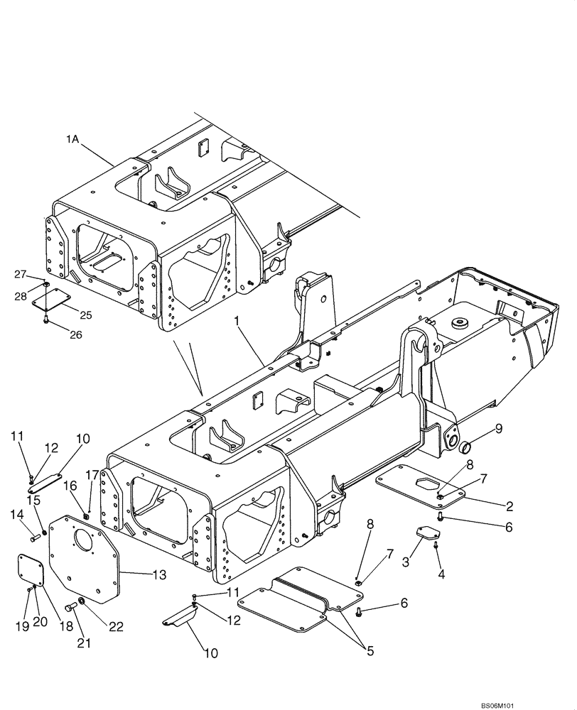 Схема запчастей Case 1150K - (09-07) - FRAME, MAIN AND FINAL DRIVE BOX AND COVERS (09) - CHASSIS/ATTACHMENTS