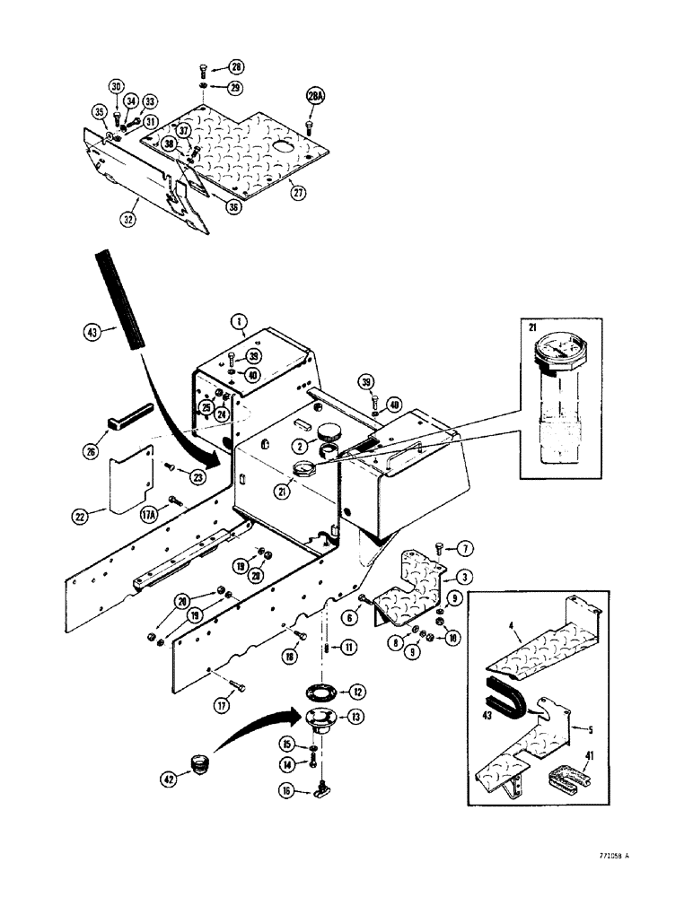 Схема запчастей Case 350 - (414) - SEAT AND FUEL TANK, FLOOR PLATES AND STEP PLATES (05) - UPPERSTRUCTURE CHASSIS