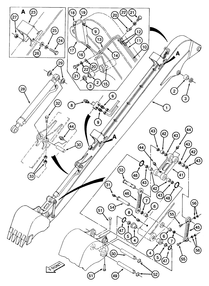 Схема запчастей Case 9040 - (9-60) - ARM AND LINKAGE, LONG REACH MODELS (09) - CHASSIS