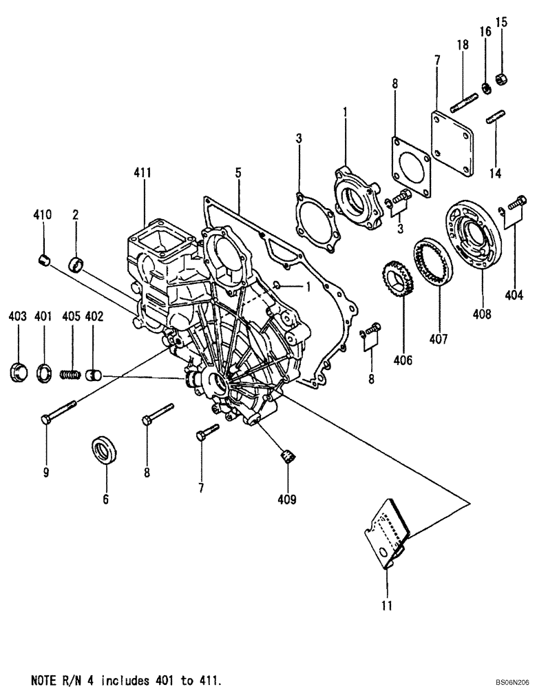 Схема запчастей Case CX17B - (09-007[00]) - GEAR COVER (10) - ENGINE