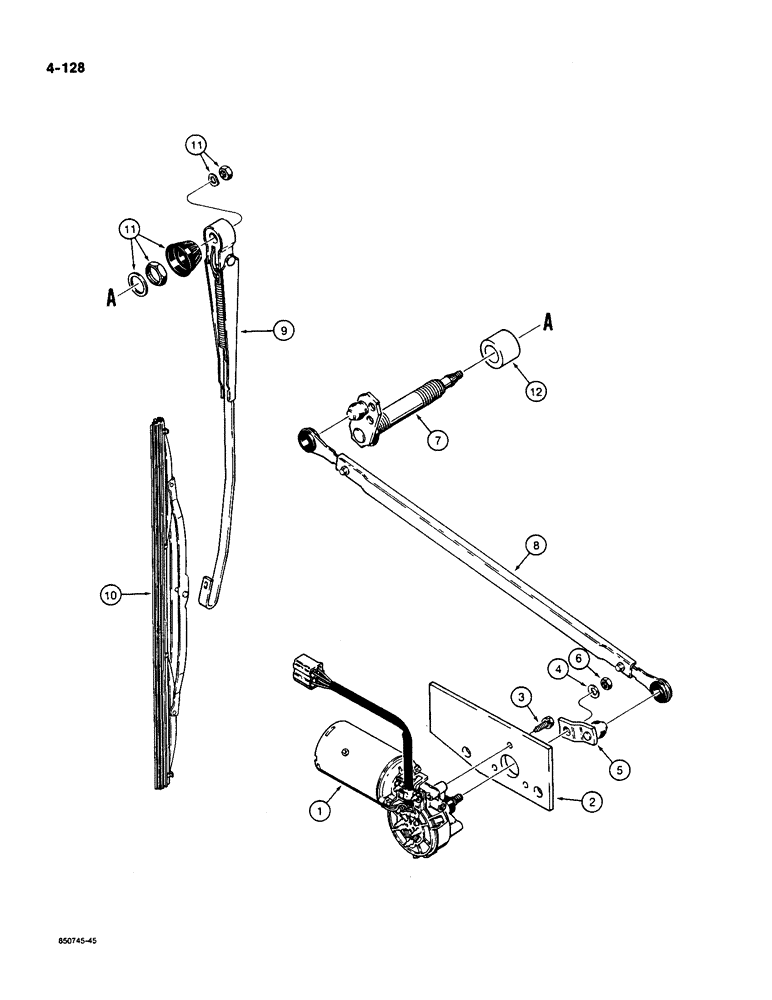 Схема запчастей Case W36 - (4-128) - FRONT WIPERS (04) - ELECTRICAL SYSTEMS