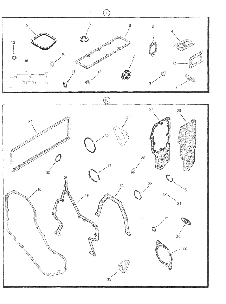 Схема запчастей Case 9020 - (2-44) - ENGINE GASKET KITS, 4TA-390 ENGINE, VALVE GRIND, CYLINDER BLOCK (02) - ENGINE