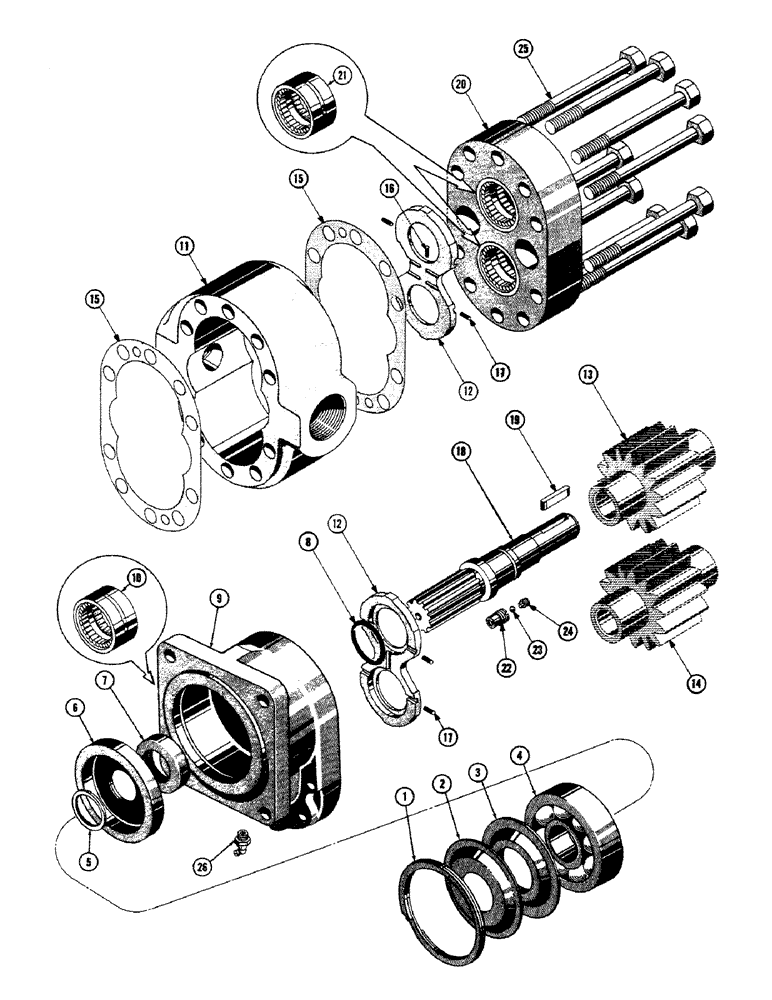 Схема запчастей Case 800 - (290) - HYDRAULIC PUMP ASSY, BODY, COVERS, GEARS, SEALS (07) - HYDRAULIC SYSTEM