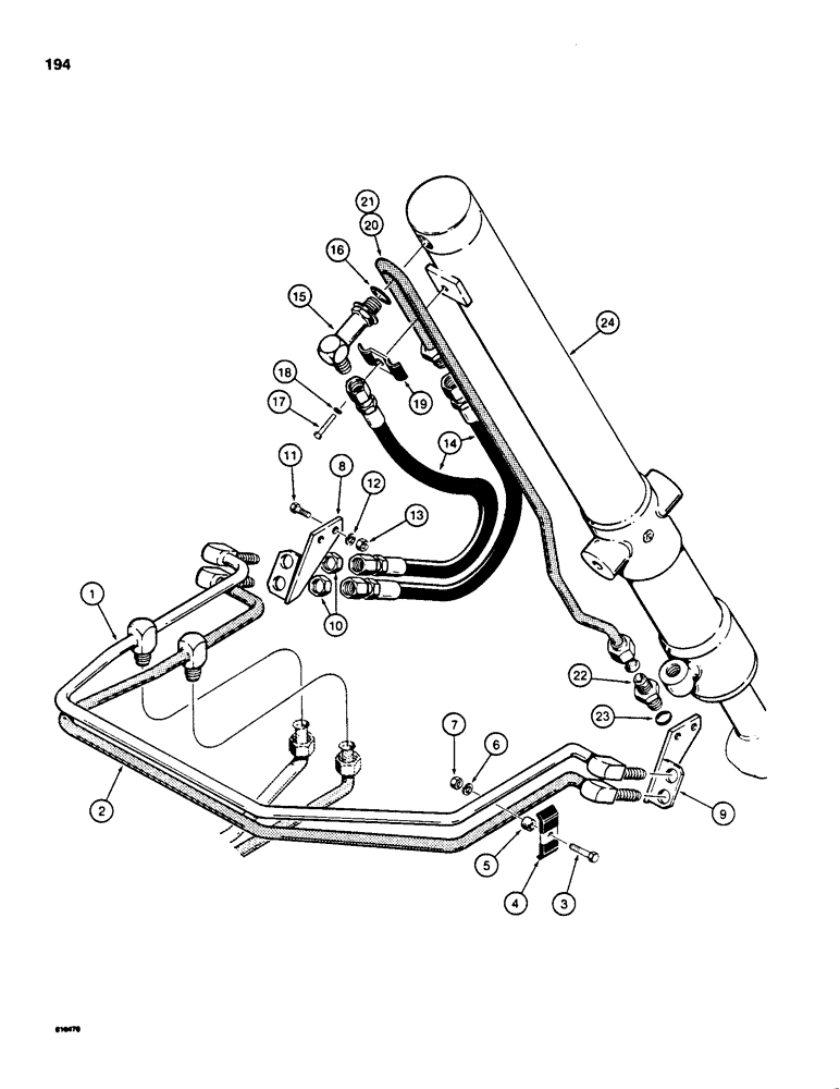 Схема запчастей Case 855C - (194) - DOZER LIFT HYDRAULIC CIRCUIT, CYLINDER TUBES TO CYLINDERS (07) - HYDRAULIC SYSTEM