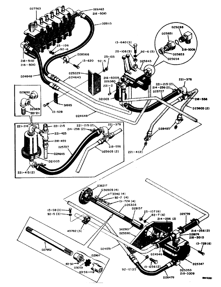 Схема запчастей Case 31 - (034) - BASIC WHEEL BACKHOE HYDRAULICS AND PUMP DRIVE, BACKHOE SN. 4058655 AND AFTER 