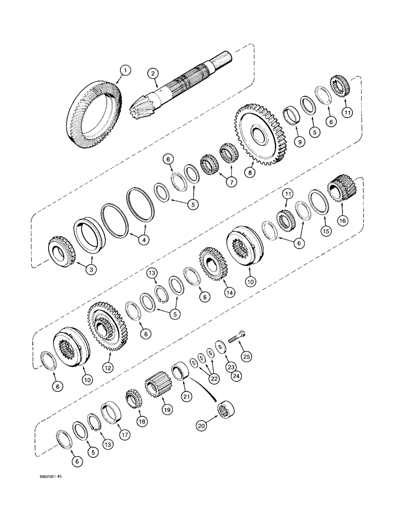 Схема запчастей Case 580SK - (6-70) - TRANSAXLE ASSEMBLY, TRANSAXLE COUNTERSHAFT (06) - POWER TRAIN