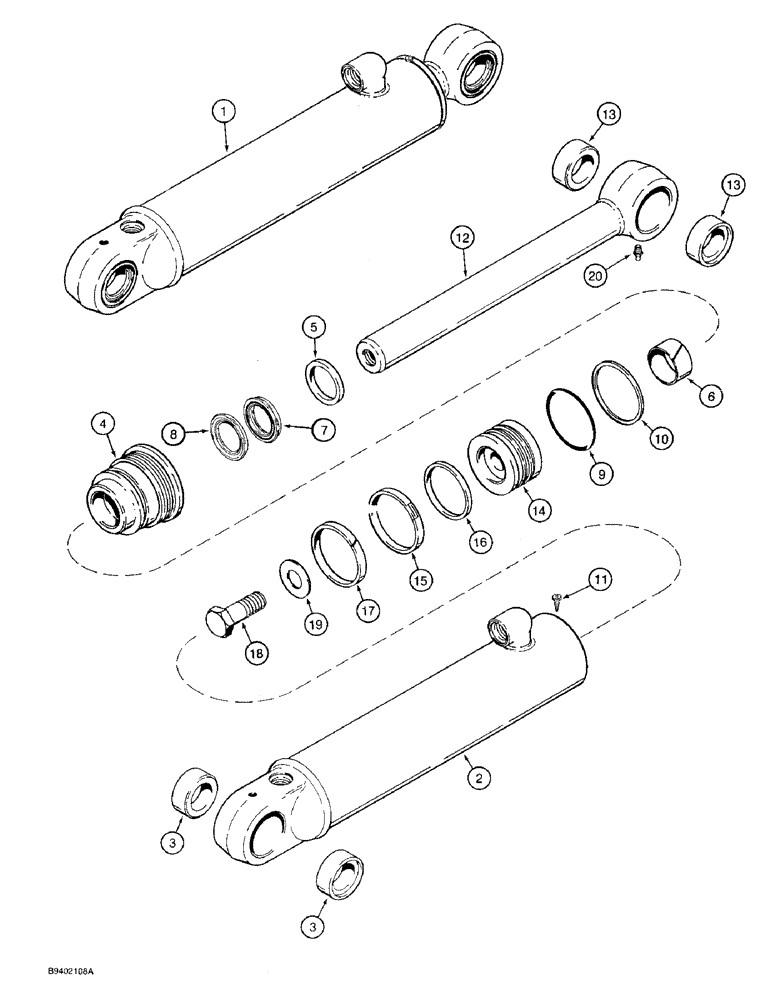 Схема запчастей Case 580SK - (8-127A) - BACKHOE SWING CYLINDERS (08) - HYDRAULICS