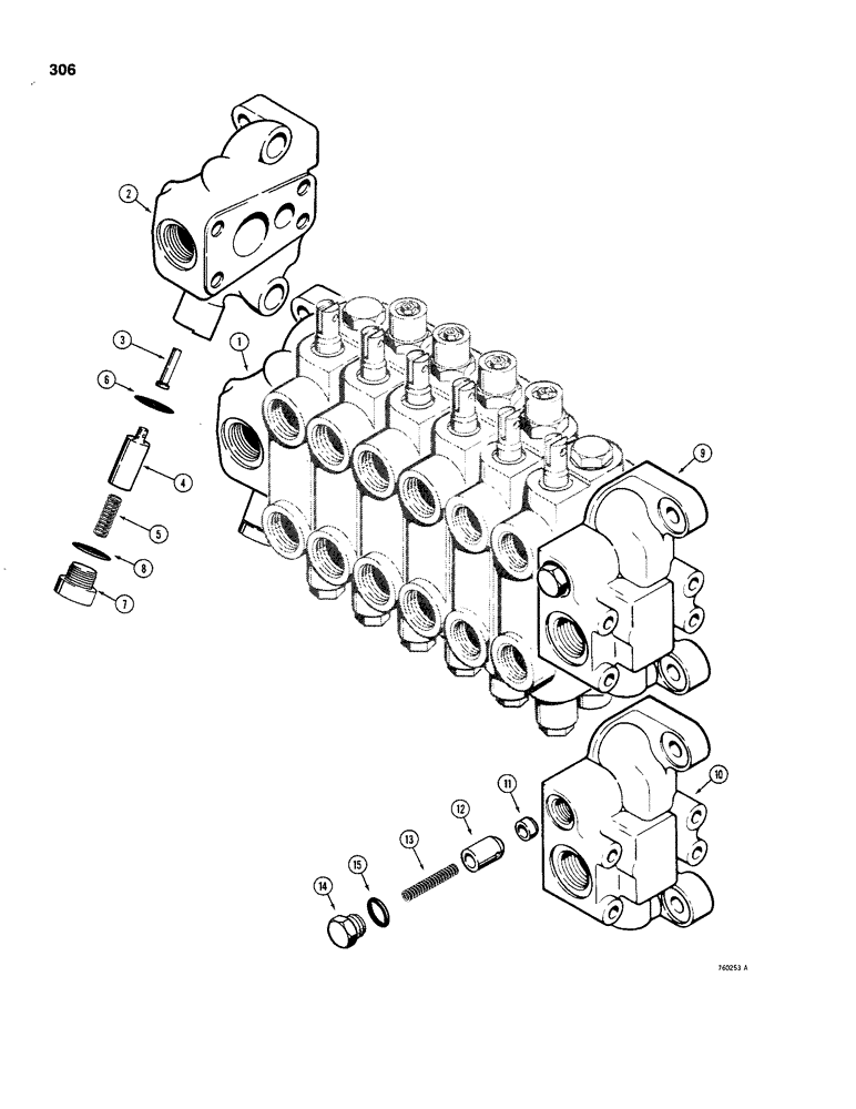 Схема запчастей Case 480C - (306) - BACKHOE CONTROL VALVE, OUTLET SECTION (35) - HYDRAULIC SYSTEMS