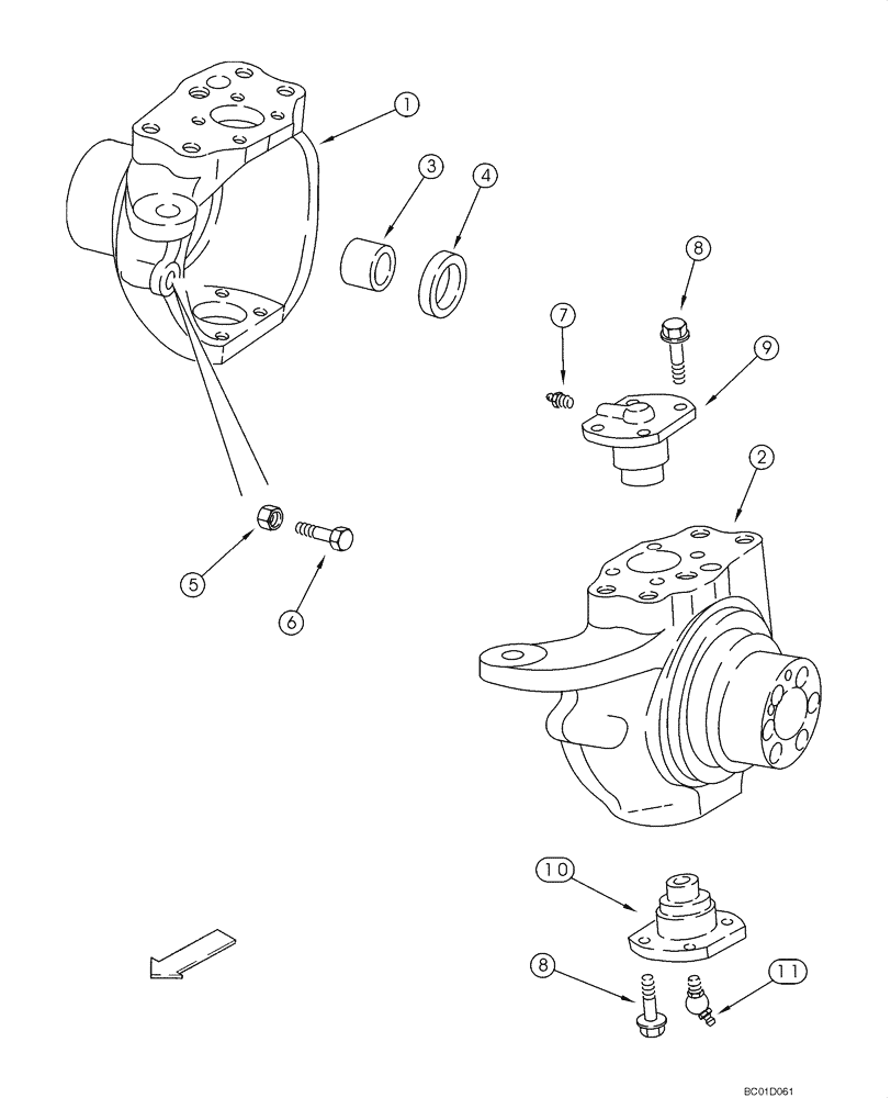 Схема запчастей Case 586G - (06-03) - AXLE, REAR DRIVE (4WD) - HOUSING, SWIVEL (06) - POWER TRAIN