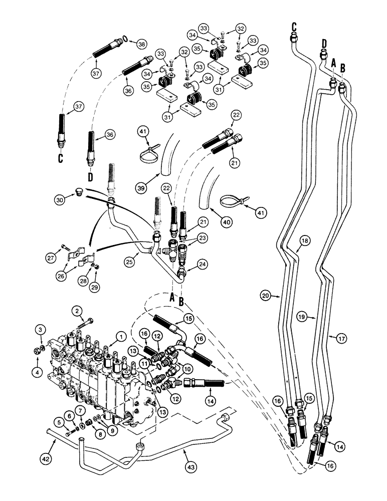 Схема запчастей Case 580SK - (8-274) - PARTS FOR REAR HYDRAULIC ATTACHMENTS, INTEGRAL BACKHOE, EXTENDABLE DIPPER (08) - HYDRAULICS