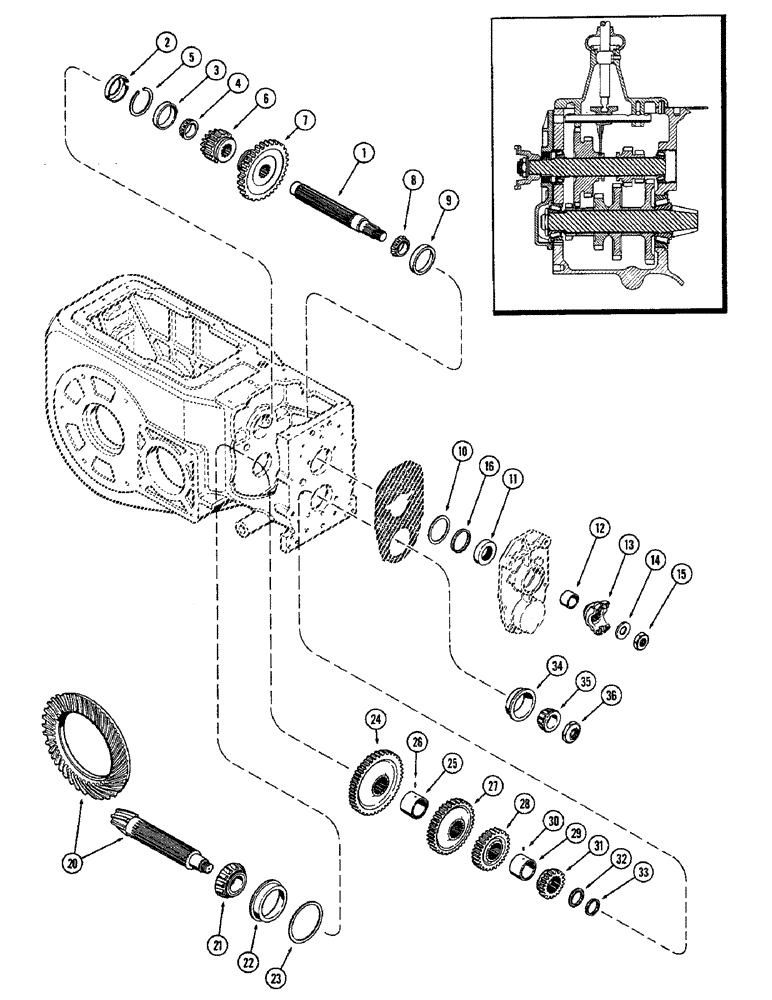 Схема запчастей Case 680CK - (086) - MANUAL TRANSMISSION, MAINSHAFT, COUNTERSHAFT (21) - TRANSMISSION