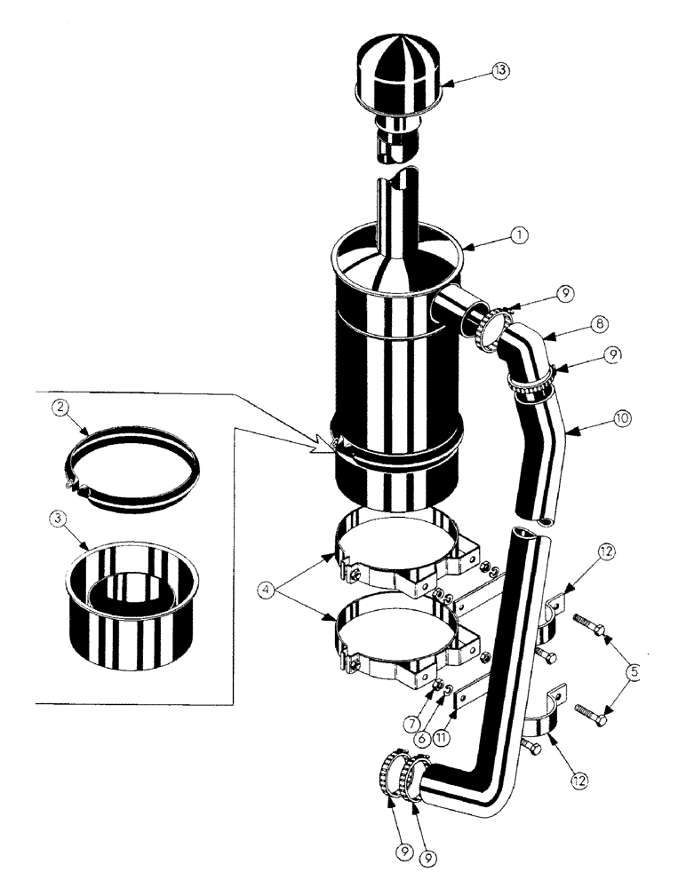 Схема запчастей Case M3B - (070) - AIR CLEANER INSTALLATION 