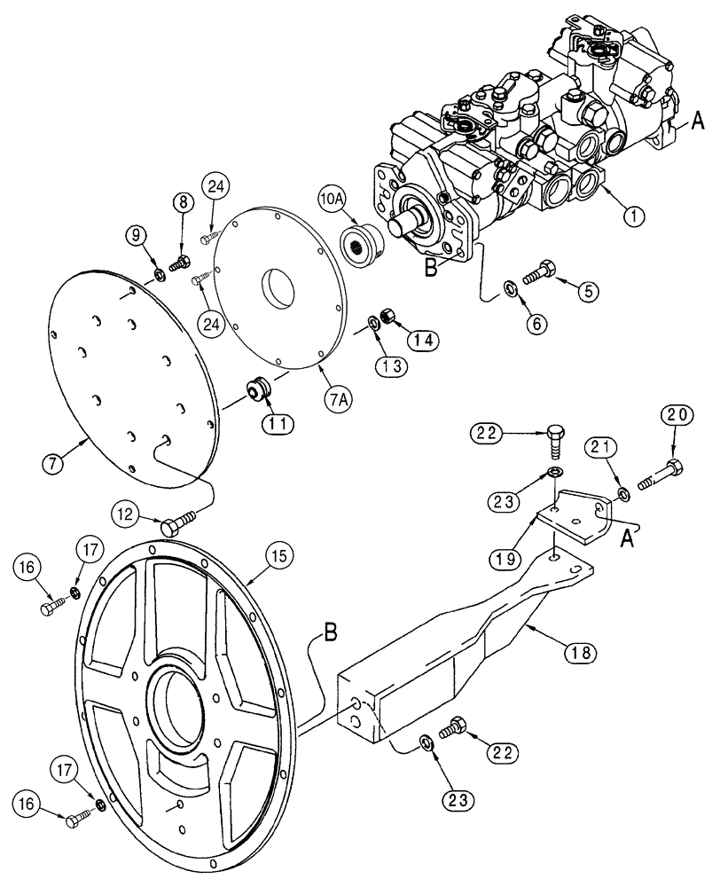 Схема запчастей Case 75XT - (06-09) - PUMP, TANDEM - MOUNTING (06) - POWER TRAIN