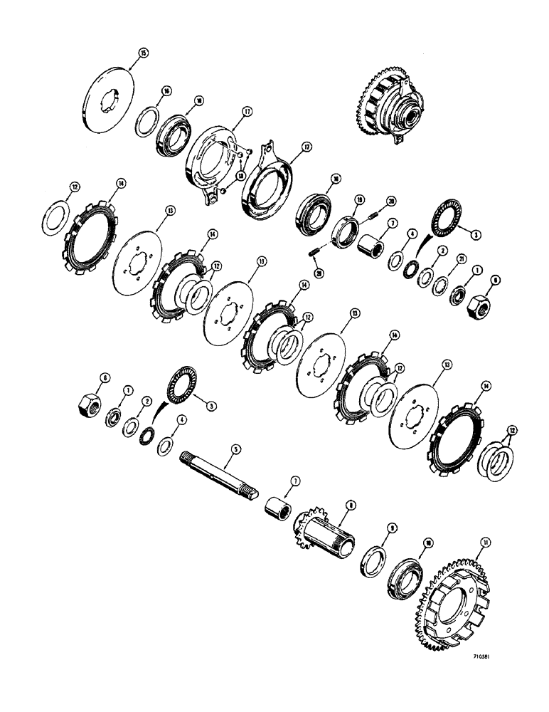 Схема запчастей Case 1500-SERIES - (052) - MULTIPLE DISC CLUTCH AND SHAFT ASSEMBLY, ORIGINAL EQUIPMENT (18) - CLUTCH