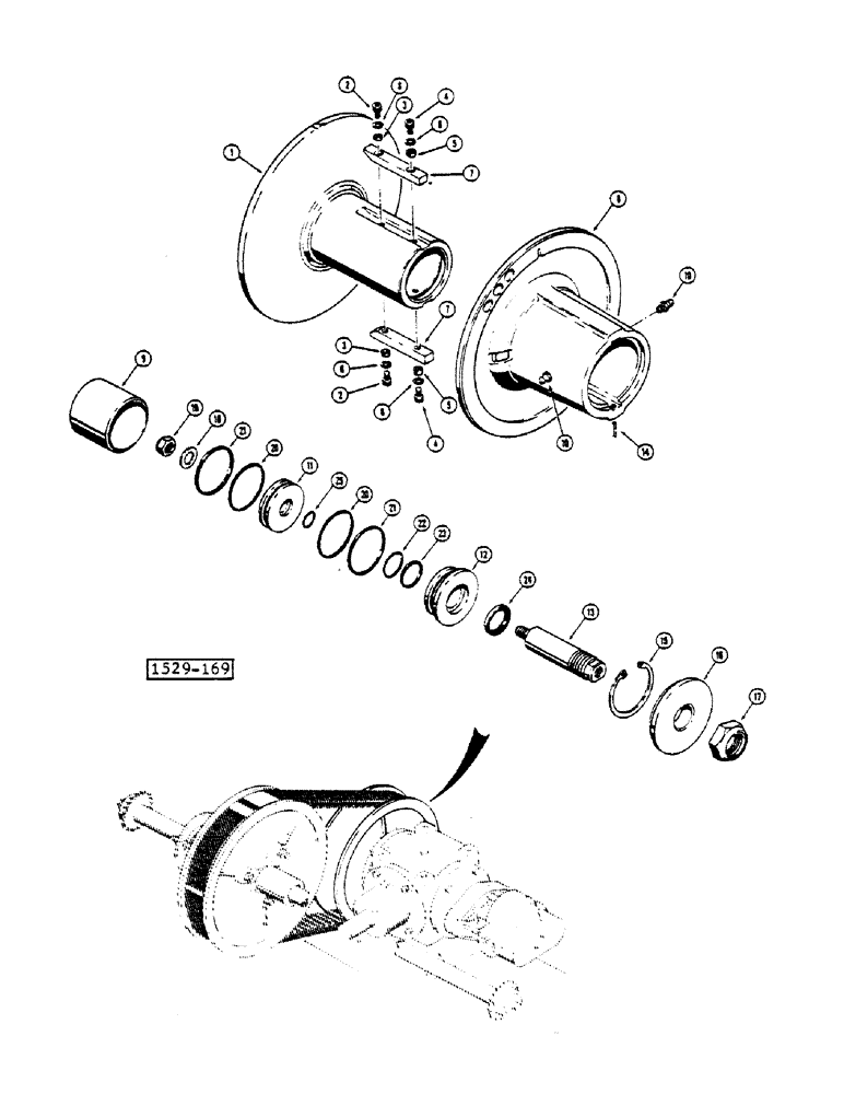 Схема запчастей Case 1529 - (091A) - 9" VARIABLE SPEED DRIVE ASSEMBLY (14) - MAIN GEARBOX & DRIVE