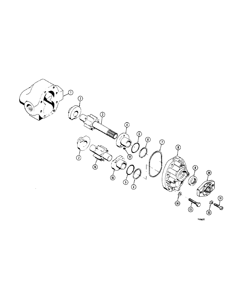 Схема запчастей Case 1500-SERIES - (078[A]) - HYDRAULIC PUMP - SPLINED SHAFT USED ON SN. 9813331 AND AFTER (35) - HYDRAULIC SYSTEMS