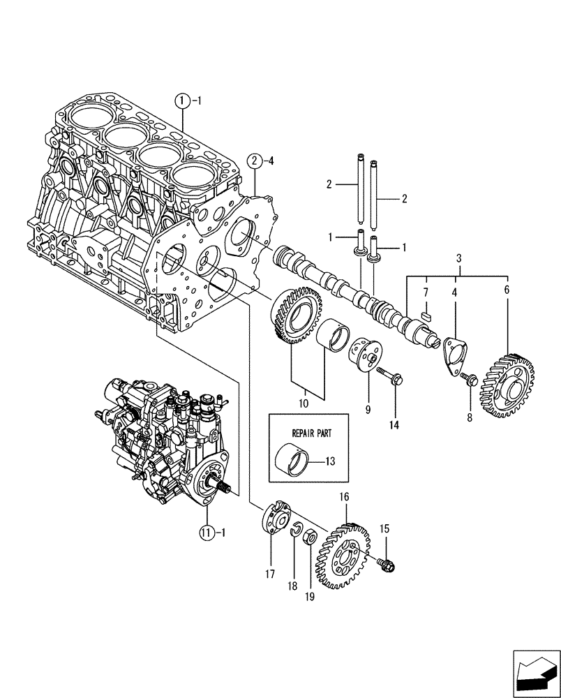 Схема запчастей Case CX50B - (08-007) - CAMSHAFT & DRIVING GEAR (10) - ENGINE