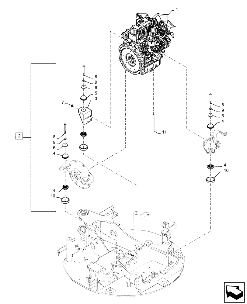 Схема запчастей Case CX36B - (01-012[01]) - ENGINE INSTALL (COOLER) - SN PX15-21105 - 22566 (10) - ENGINE