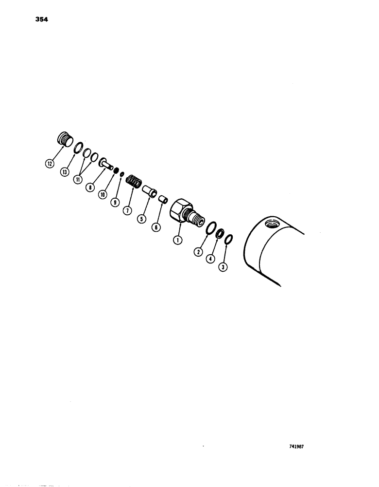 Схема запчастей Case 680E - (354) - D47557 RELIEF VALVE, USED BEFORE SN 9124799, L78723 RELIEF VALVE USED ON SN. 9124799 AND AFTER (35) - HYDRAULIC SYSTEMS