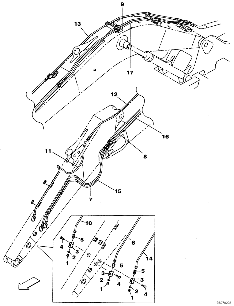 Схема запчастей Case CX160B - (08-40) - SECOND OPTION LINE, 2,70 METER (8 FT 10 IN) ARM (08) - HYDRAULICS