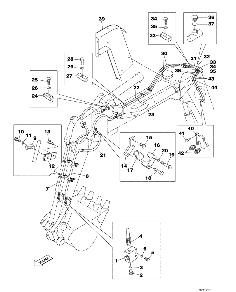 Схема запчастей Case CX75SR - (08-47) - HYDRAULICS, AUXILIARY ATTACHMENT - OFFSET ARM (08) - HYDRAULICS