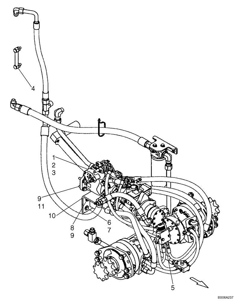 Схема запчастей Case 465 - (06-03) - PUMP, TANDEM - MOUNTING (IN-LINE PUMP CONFIGURATION) (06) - POWER TRAIN