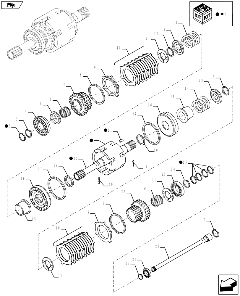 Схема запчастей Case 590SN - (21.155.02) - VAR - 423060 - TRANSMISSION - 2WD / 4WD POWERSHIFT S-TYPE - SHAFT, INPUT & PTO (21) - TRANSMISSION