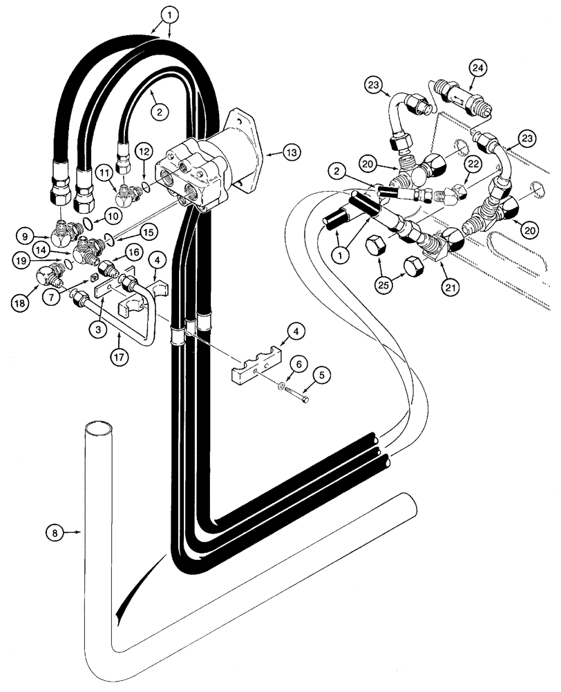 Схема запчастей Case 960 - (08-52) - HYDRAULICS MOTOR, PLOW SUPPLY (08) - HYDRAULICS