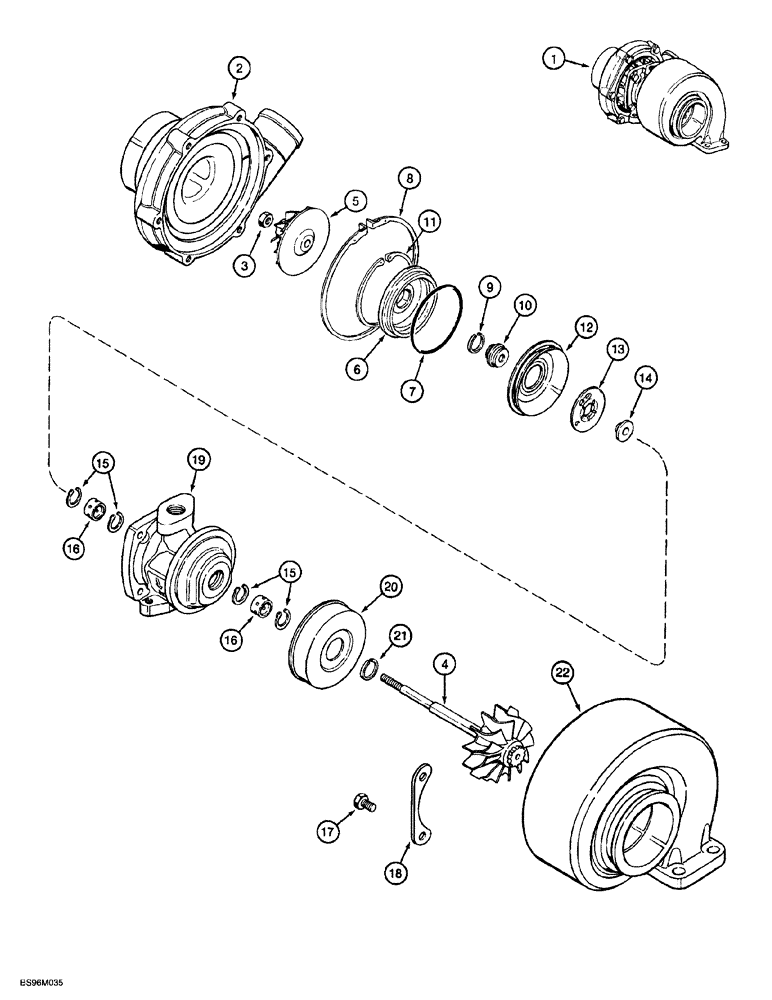 Схема запчастей Case 1150G - (2-027A) - TURBOCHARGER, 6T-590 EMISSIONS CERTIFIED ENGINE, JJG0218023 AND JJG0218479 AND AFTER (01) - ENGINE