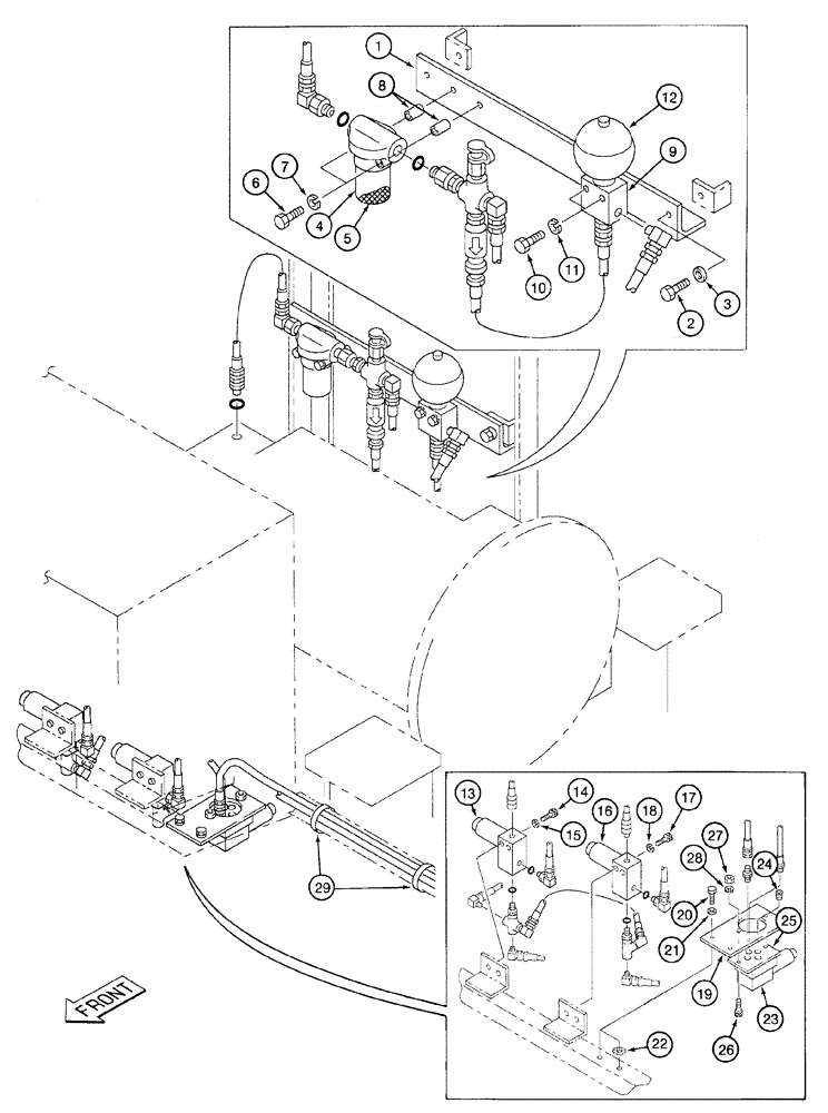 Схема запчастей Case 9020 - (8-034) - PILOT COMPONENT MOUNTING AND HOSE SUPPORTS (08) - HYDRAULICS