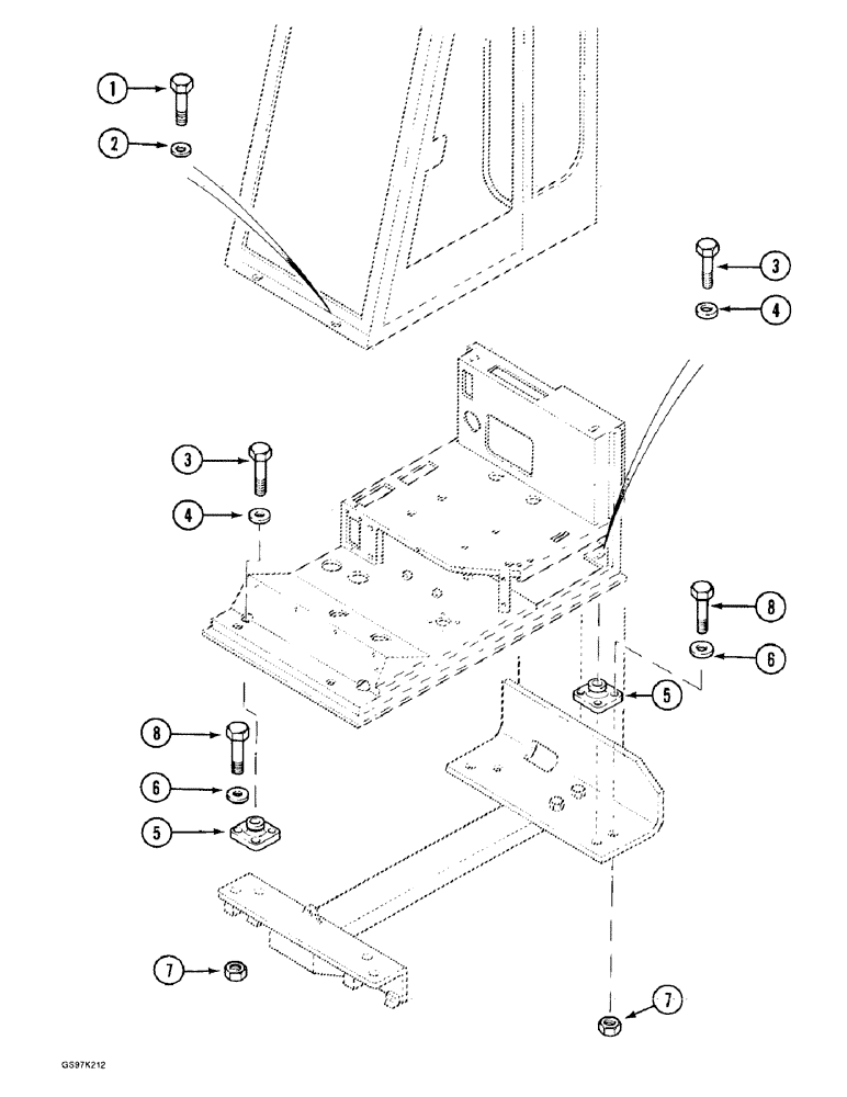 Схема запчастей Case 888 - (9D-02) - FLOOR FIXATION (09) - CHASSIS