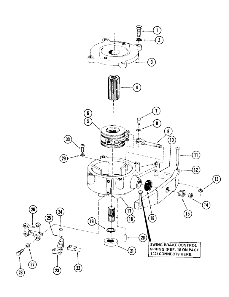 Схема запчастей Case 980 - (141A) - SWING BRAKE, (USED WITH SERIAL NUMBER 6203191 AND UP) (07) - HYDRAULIC SYSTEM