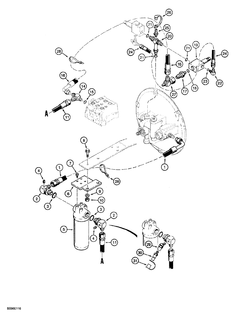 Схема запчастей Case 850G - (6-26) - CRAWLER HYDRAULIC CIRCUIT - TORQUE CONVERTER TO TRANSMISSION (07) - HYDRAULIC SYSTEM